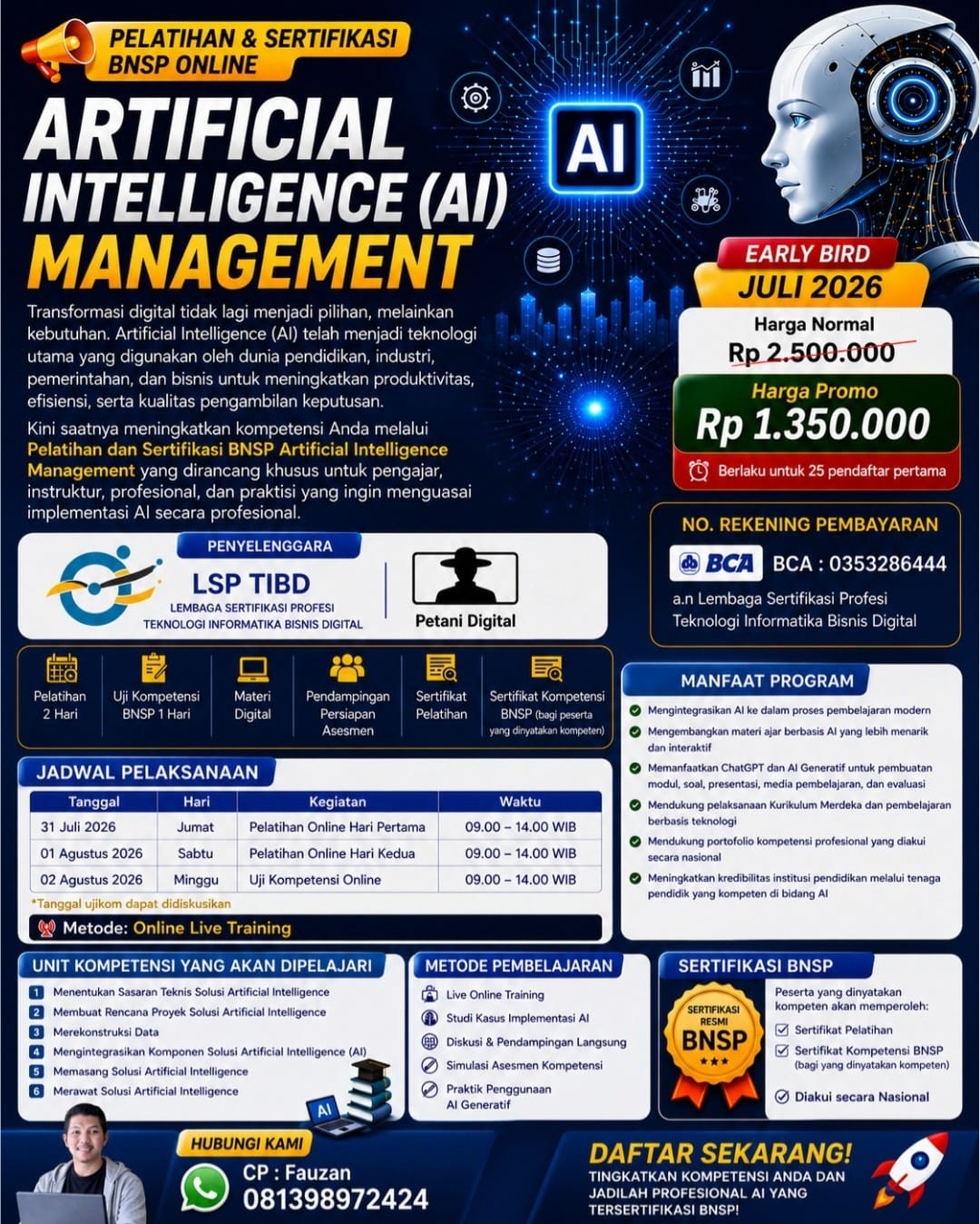 PEMBATALAN KEGIATAN PELATIHAN ARTIFICIAL INTELLIGENCE MANAGEMENT