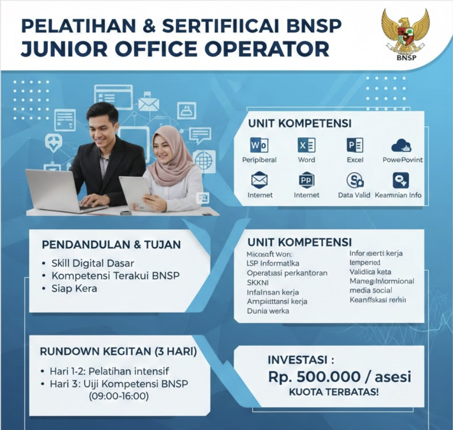 Pelatihan dan Sertifikasi BNSP: Junior Office Operator
